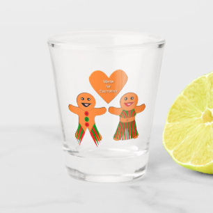 Cute Christmas Gingerbread Couple Shot Glass
