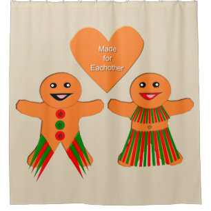 Cute Christmas Gingerbread Couple Shower Curtain