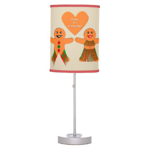 Cute Christmas Gingerbread Couple Table Lamp