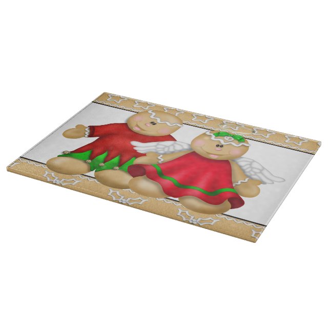 Cute Christmas gingerbread glass cutting board (Corner)