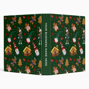 Cute Christmas Gingerbread Gnomes Reindeer Party 3 Ring Binder