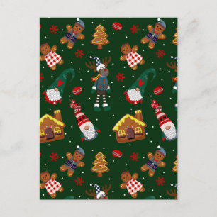 Cute Christmas Gingerbread Gnomes Reindeer Party Announcement Postcard