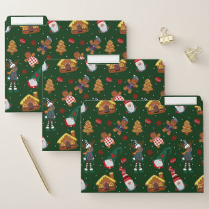 Cute Christmas Gingerbread Gnomes Reindeer Party File Folder