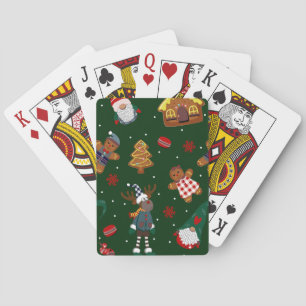 Cute Christmas Gingerbread Gnomes Reindeer Party Poker Cards