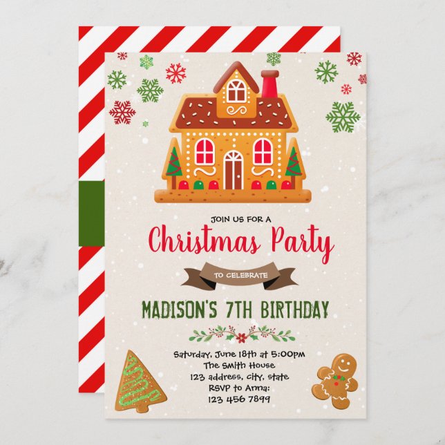 Cute christmas gingerbread house Invitation (Front/Back)