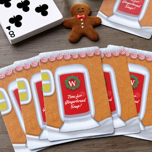 Cute Christmas Gingerbread House Monogram Holiday Poker Cards