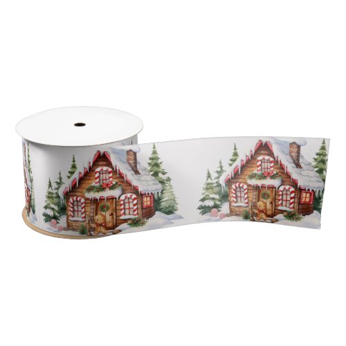 Cute Christmas Gingerbread House Satin Ribbon