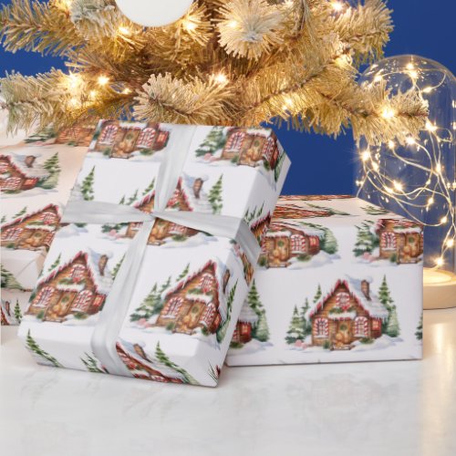 Cute Christmas Gingerbread House Wrapping Paper