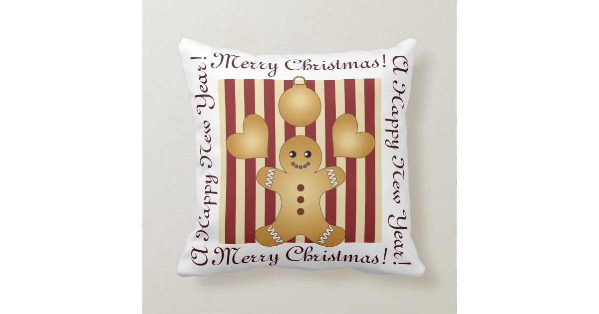 Cute Christmas Gingerbread Man Cartoon Kids Throw Pillow Zazzle Com