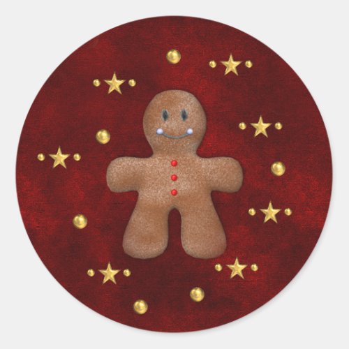 Cute Christmas Gingerbread Man Classic Round Sticker