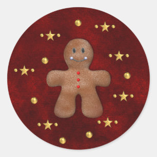 Cute Christmas Gingerbread Man Classic Round Sticker