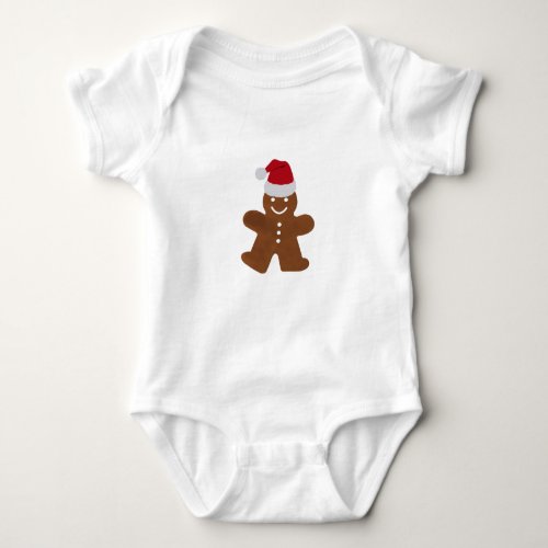 Cute Christmas Gingerbread Man Cookie Baby Bodysuit