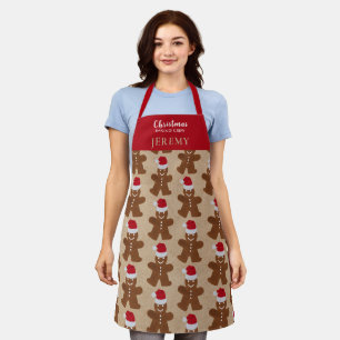 Cute Christmas Gingerbread Man Cookies Baking Crew Apron