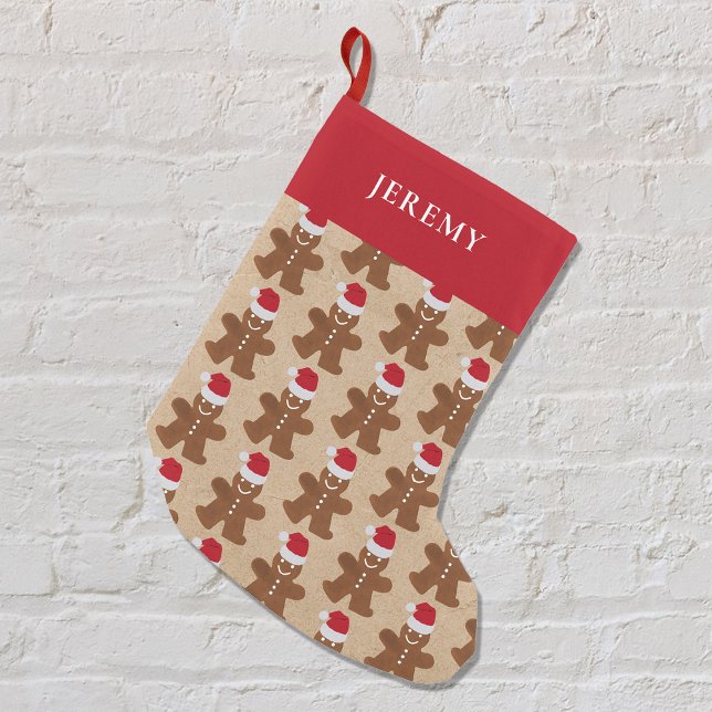 Cute Christmas Gingerbread Man Cookies Custom Name Small Christmas Stocking (Creator Uploaded)
