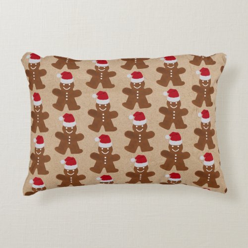 Cute Christmas Gingerbread Man Cookies Kraft   Accent Pillow