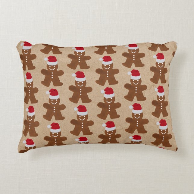 Cute Christmas Gingerbread Man Cookies Kraft   Accent Pillow (Front)