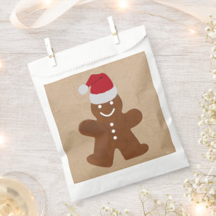 Cute Christmas Gingerbread Man Cookies Kraft Favor Bag