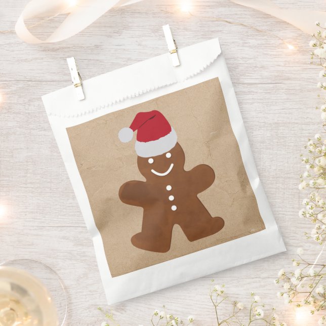 Cute Christmas Gingerbread Man Cookies Kraft  Favor Bag (Clipped)