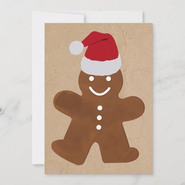 Cute Christmas Gingerbread Man Cookies Kraft   Holiday Card (Front)
