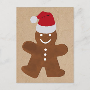 Cute Christmas Gingerbread Man Cookies Kraft Holiday Postcard
