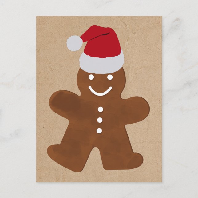 Cute Christmas Gingerbread Man Cookies Kraft  Holiday Postcard (Front)