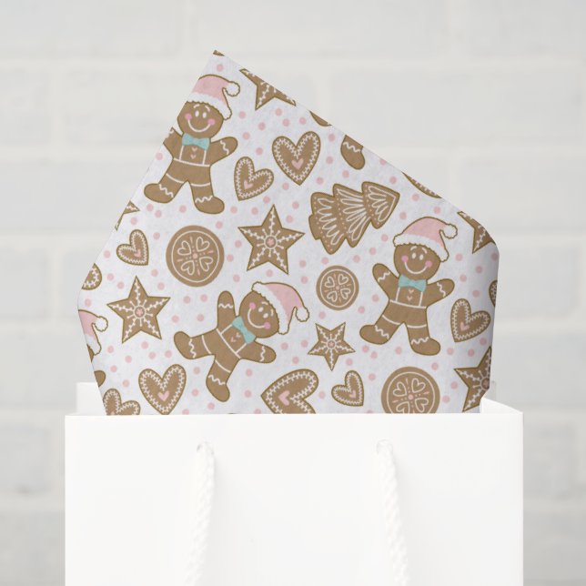  Cute Christmas Gingerbread Man Pattern Tissue Paper (Gift Bag)