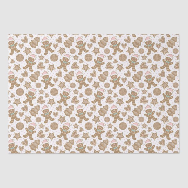  Cute Christmas Gingerbread Man Pattern Tissue Paper (Front)
