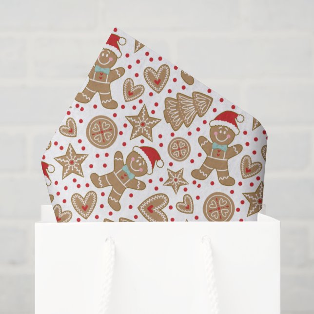  Cute Christmas Gingerbread Man Pattern Tissue Paper (Gift Bag)