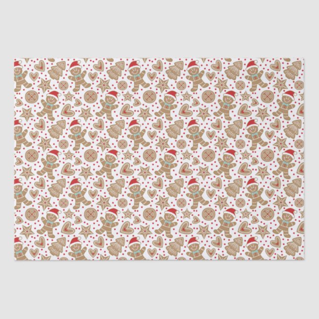  Cute Christmas Gingerbread Man Pattern Tissue Paper (Front)