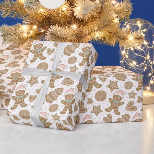 Cute Christmas Gingerbread Man Pattern Wrapping Paper
