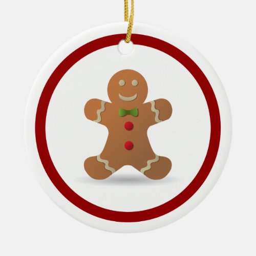 Cute Christmas Gingerbread Man Personalized Ceramic Ornament
