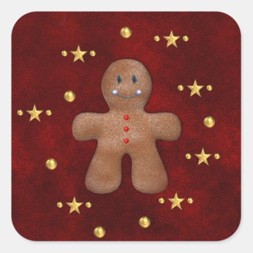 Cute Christmas Gingerbread Man Square Sticker