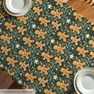 Cute Christmas gingerbread man tablecloth