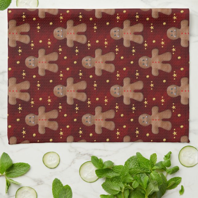 Cute Christmas Gingerbread Man Towel (Folded)