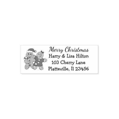 Cute Christmas Gingerbread Men Address Label Self_inking Stamp