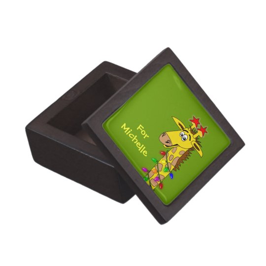 Cute Christmas Giraffe Custom Name Funny Gift Box