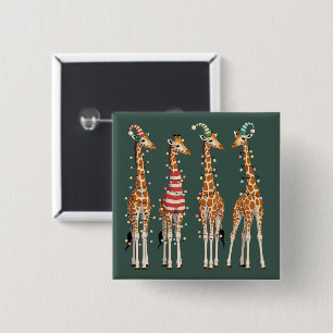 Cute Christmas Giraffe Funny Holiday Animal Lover Button