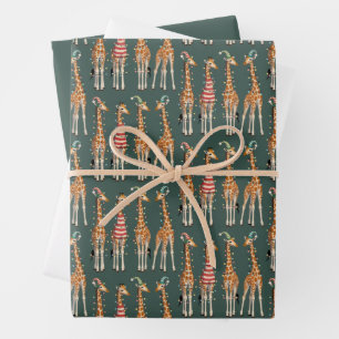 Cute Christmas Giraffe Funny Holiday Animal Lover Wrapping Paper Sheets