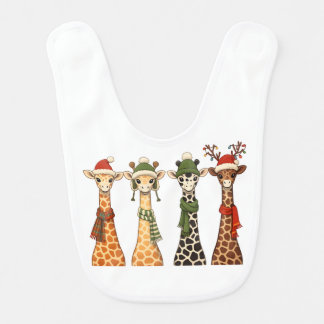 Cute Christmas Giraffe Lover Festive Giraffes Xmas Baby Bib