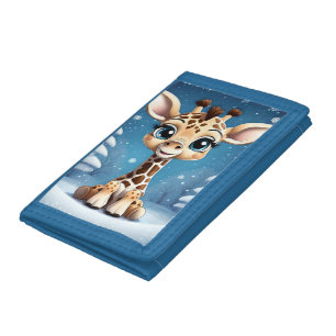 Cute Christmas Giraffe OWN ART BLANK Tri-fold Wallet