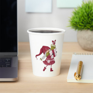Cute Christmas girl gnome illustration Paper Cups