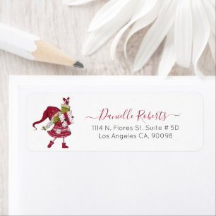 Cute Christmas girl gnome Label