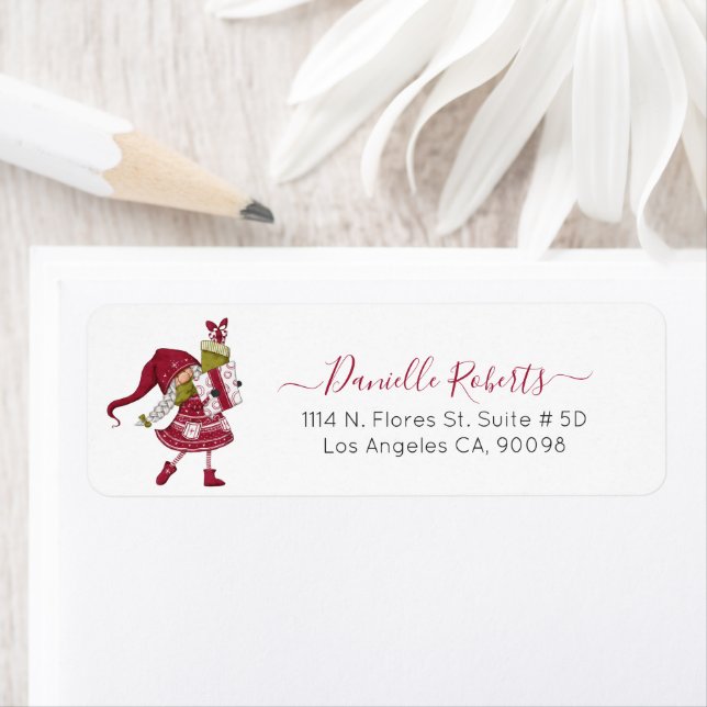 Cute Christmas girl gnome Label (Insitu)