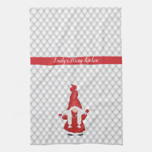 Cute Christmas Girl Gnome Personalized Kitchen Towel