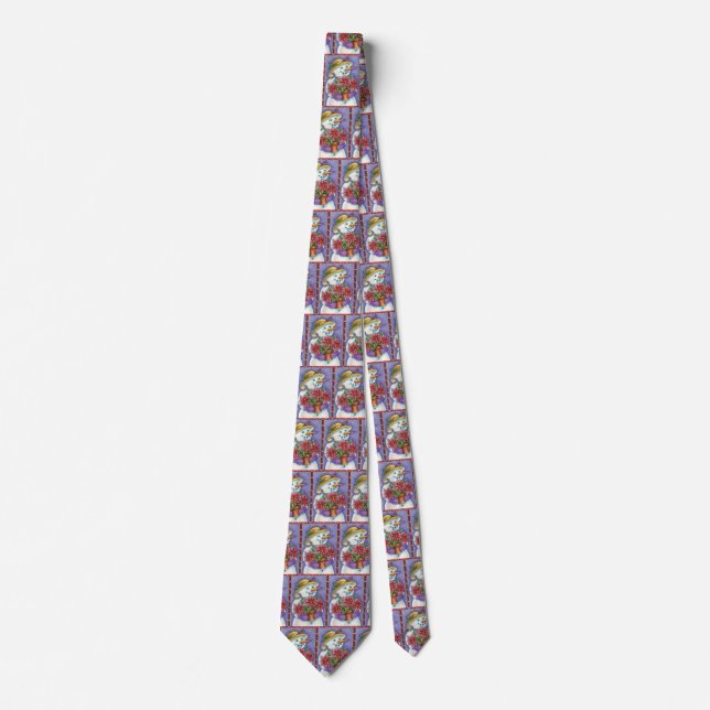 Cute Christmas Girl Snowman with Poinsettia Tie (Front)