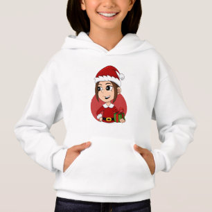 Cute Christmas girl with brown hair Hoodie