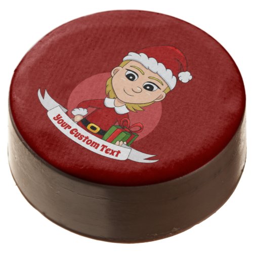 Cute Christmas girl with short blonde hair Chocolate Covered Oreo