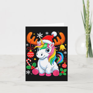 Cute Christmas Girls Women Xmas Unicorn Deer Xmas Card