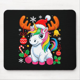 Cute Christmas Girls Women Xmas Unicorn Deer Xmas Mouse Pad