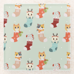 Cute Christmas Glass Coaster